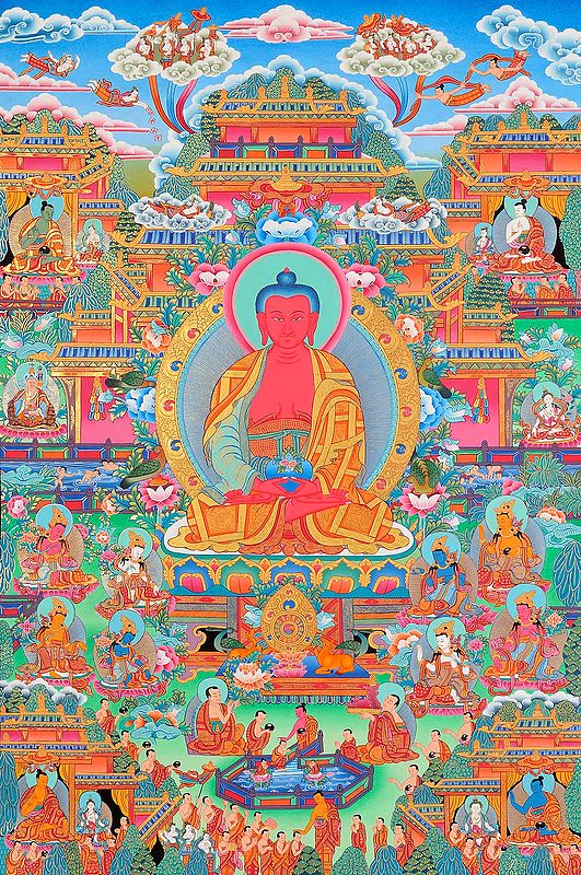 The Paradise of Amitabha Buddha (Super Fine Thangka) -Tibetan Buddhist