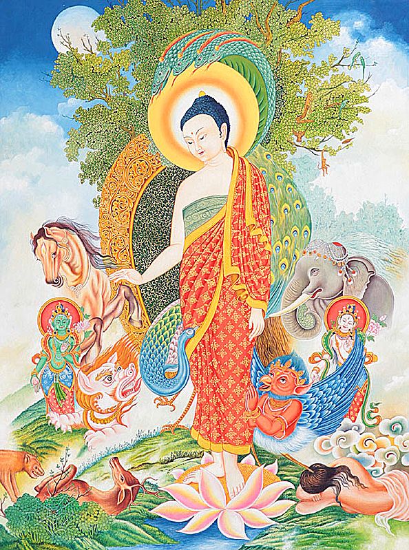 Shakyamuni Buddha Blesses Divine, Human and Animal Beings