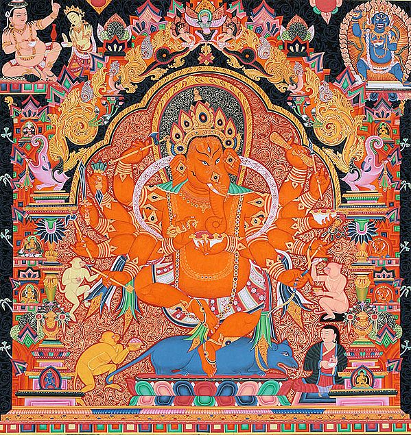 Glory of Rakta Ganesha (Large Thangka)