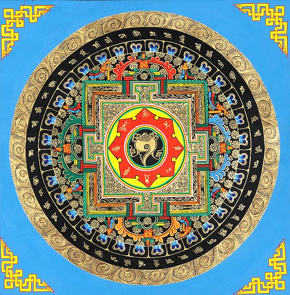 Conch (Ashtamangala) Mandala (With the Syllable Om Mani Padme Hum)
