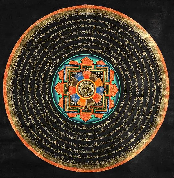 Conch (Ashtamangala) Mandala with Syllable Mantras