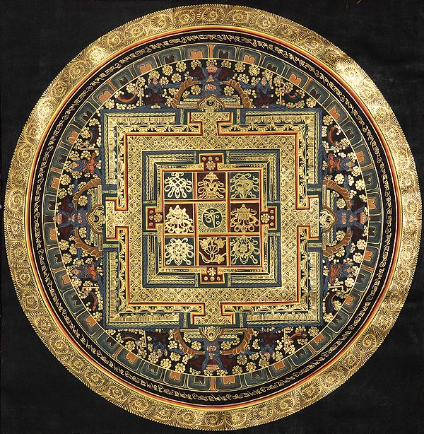 Om (AUM) Mandala with Ashtamangala Symbols