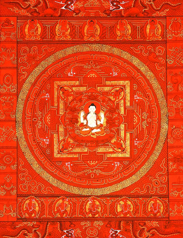 Red Mandala of Compassion (With Four Armed Avalokiteshvara)