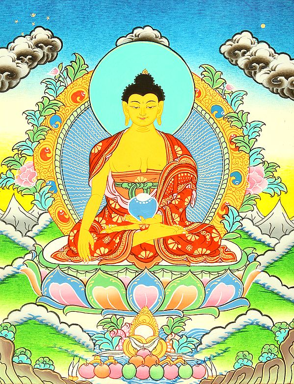 Shakyamuni Buddha Seated in Bhumisparsha Mudra on Lotus Throne