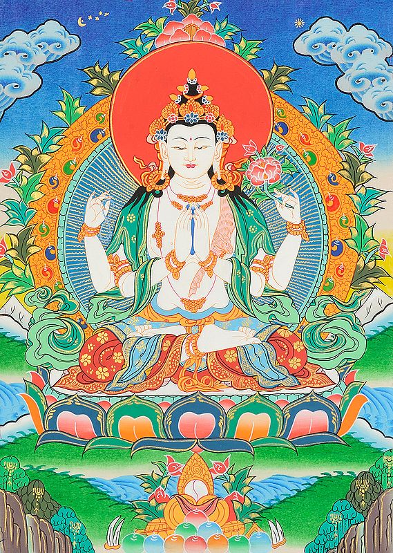 Tibetan Buddhist Deity Chenrezig (Shadakshari Lokeshvara)