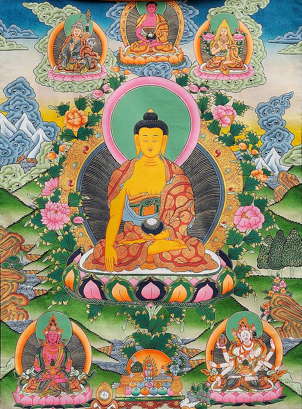 Shakyamuni Buddha Seated in Vajrasana (Super Large Thangka)