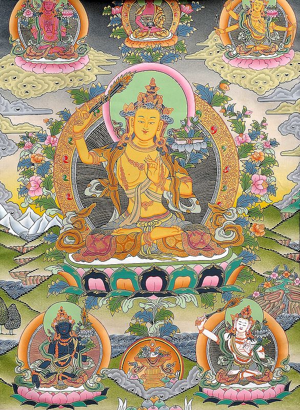 Manjushri - Bodhisattva of Transcendent Wisdom (Large Thangka)