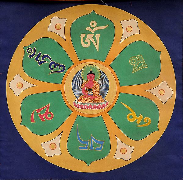 Buddha Mandala with the Syllable Mantra OM MANI PADME HUM (Tibetan Buddhist)