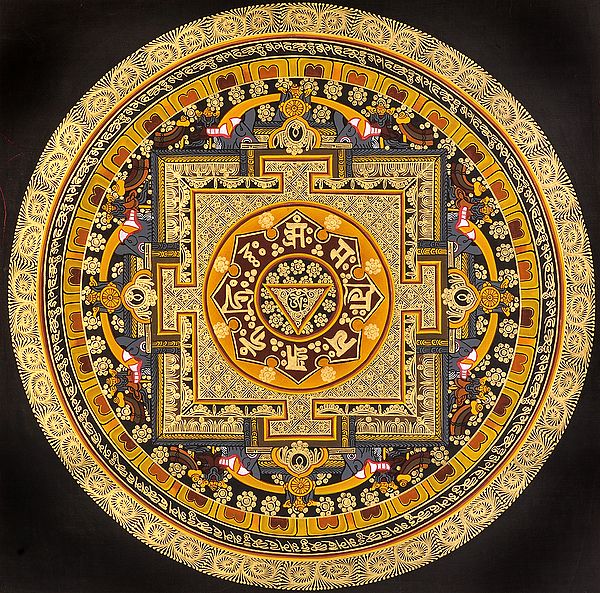 Tibetan Buddhist OM (AUM) Yoni Mandala with the Syllable Mantra