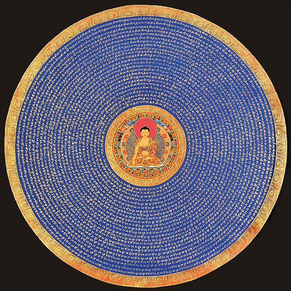 Tibetan Buddhist Mandala of Buddha with Syllable Mantra (Large Size)