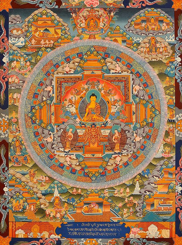 The Mandala of Shakyamuni Buddha and Scenes from His Life (Super Fine Thangka)