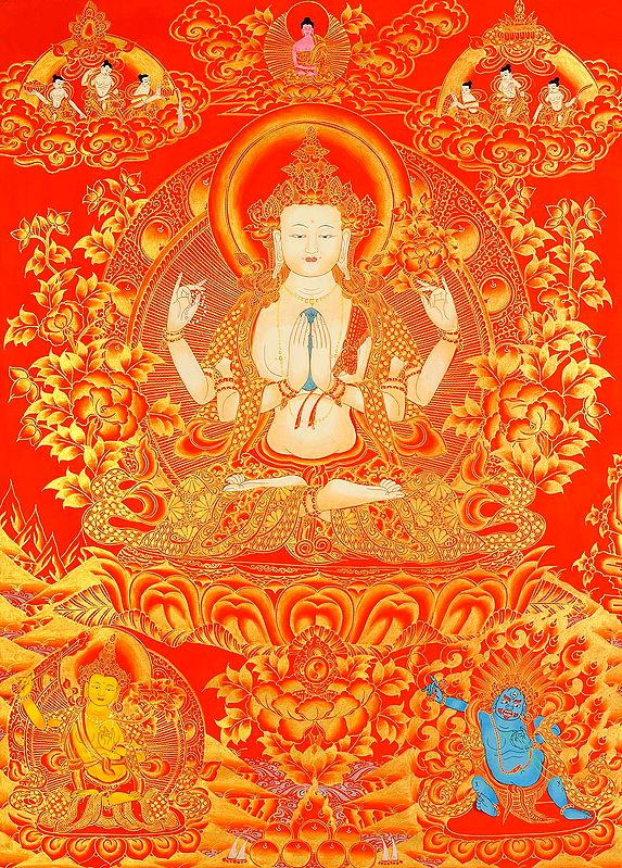 Shadakshari Lokeshvara (Tibetan Buddhist Chenrezig)