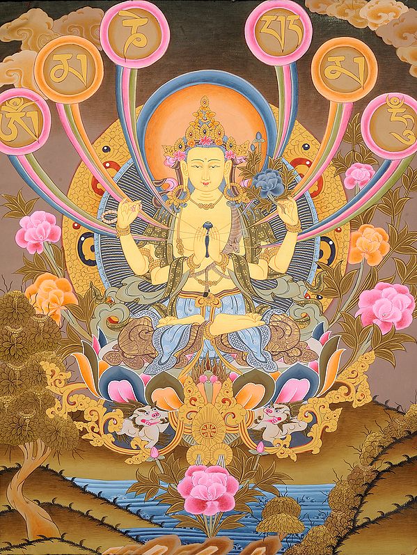Tibetan Buddhist Chenrezig - The Four-Armed Avalokiteshvara