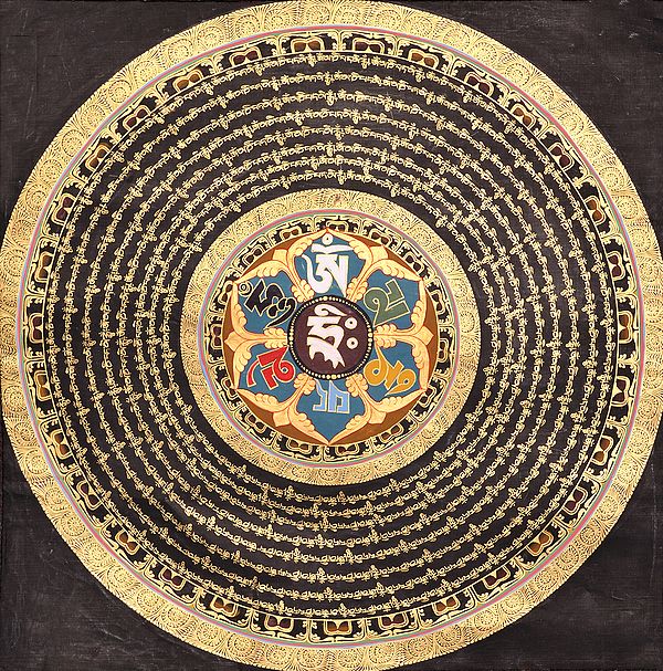 Tibetan Buddhist Om and Om Mani Padme Hum Mandala