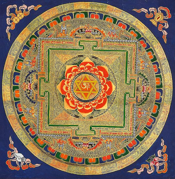 Om Tantric Mandala with Lotus Fire