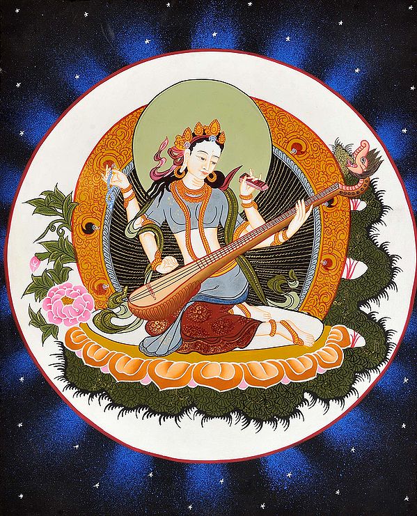 Goddess Saraswati Playing Veena