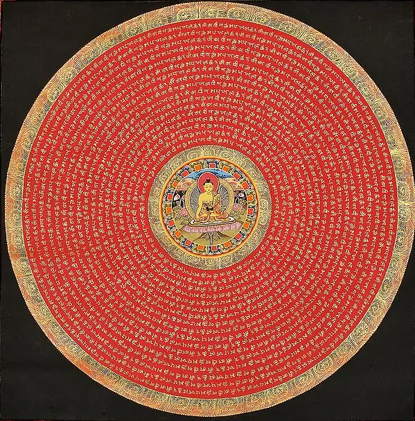 Buddha Mandala with Sacred Mantras