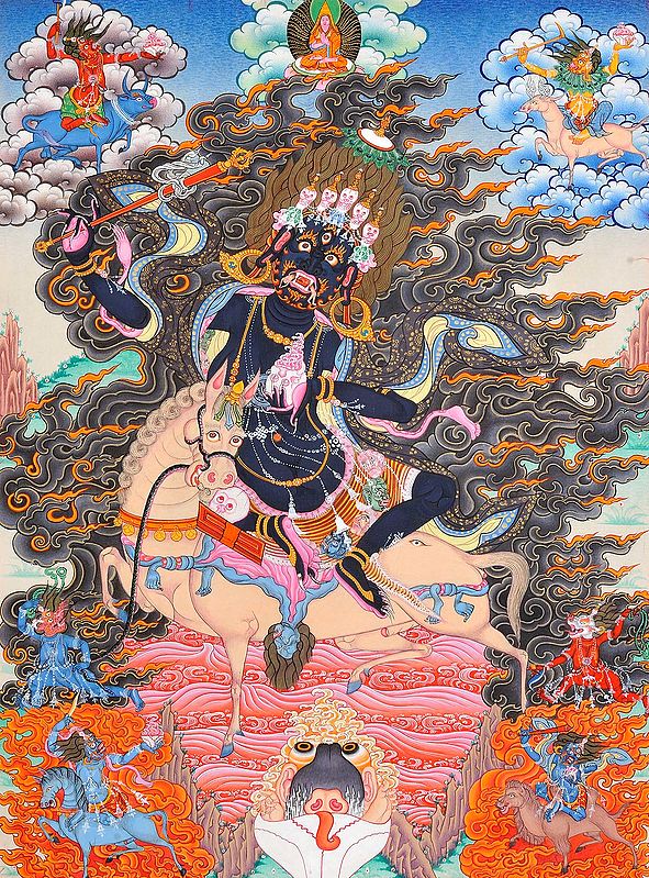 Tibetan Buddhist Goddess Palden Lhamo - Who Rides on a Sea of Blood (Protector of the Dalai Lama)