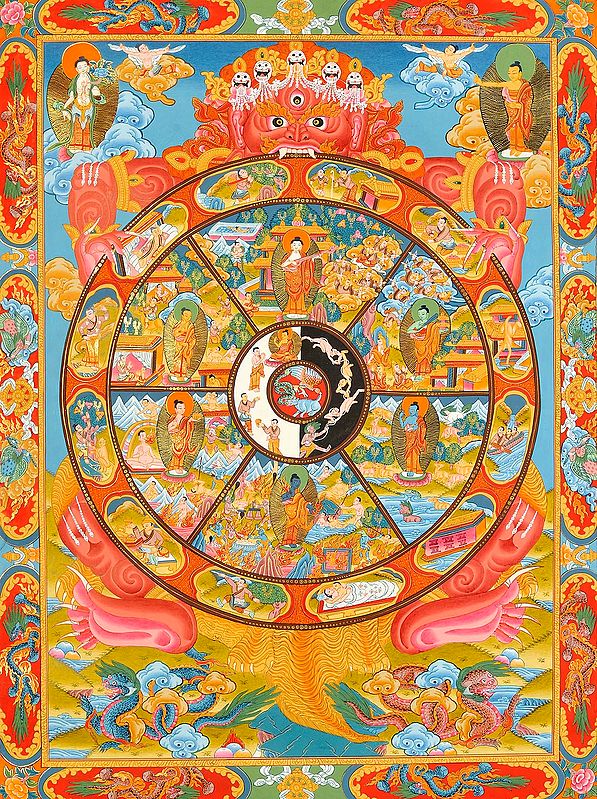 Tibetan Buddhist Bhavachakra of Human Life (The Wheel of Life)