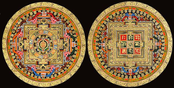 Two Mandalas (Vajra Mandala and OM (AUM) Mandala) -Tibetan Buddhist