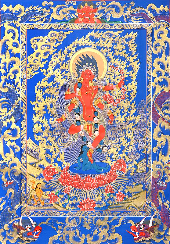 Tibetan Buddhist Goddess Kurukulla: The Red Tara (Brocadeless Thangka)