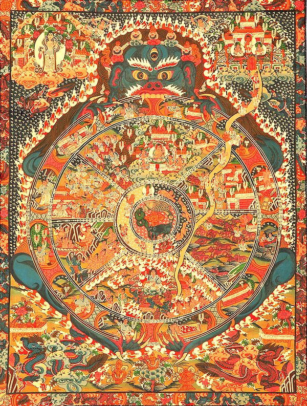 Tibetan Buddhist Wheel of Life, also known as The Wheel of Transmigration