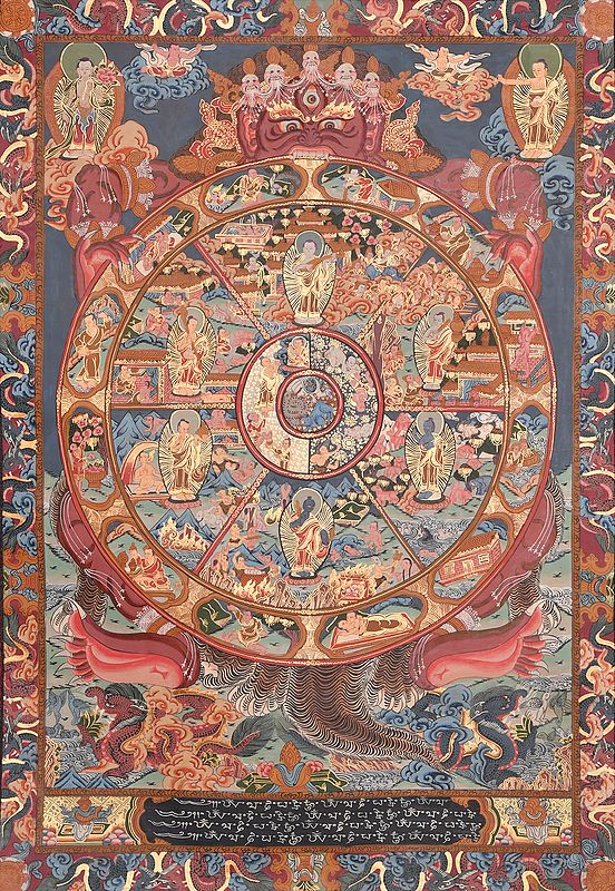 Bhavachakra of Human Life (The Wheel of Life) Tibetan Buddhist
