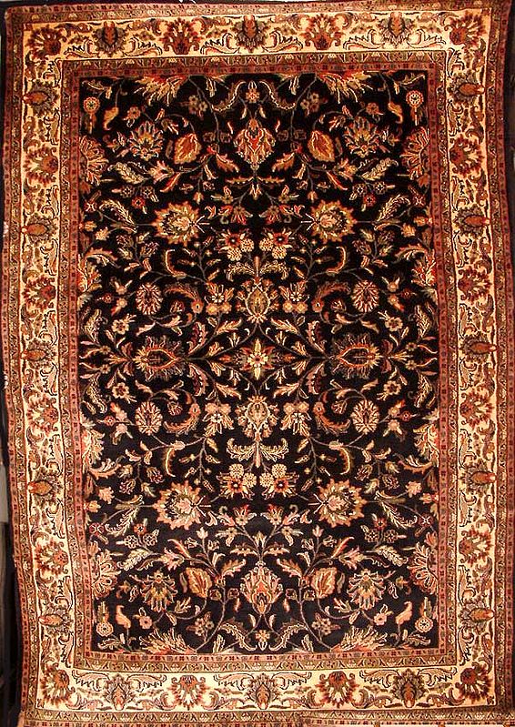 Black and Beige Mughal Carpet