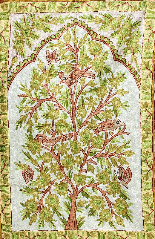 Embroidered Asana with Tree of Life