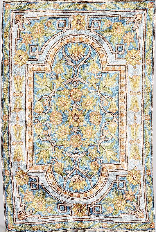 Embroidered Asana Mat with Architectural Motif