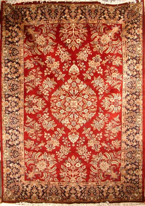 Red and Blue Oriental Carpet with Sarook Design