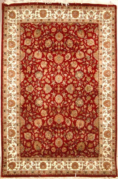 Red-Cream Floral Carpet