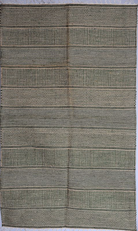 Green Kalamkari Durri with All-Over Thread Weave