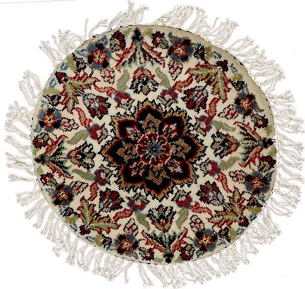 Ivory Circular Hand-Knotted Table Mat