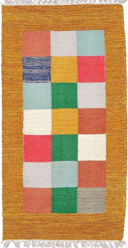Durri from Sitapur with Hand-woven Checks in Multi-color Thread