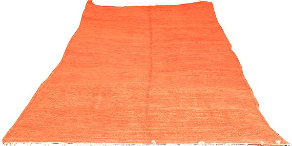 Flamingo-Orange Plain Runner from Mirzapur with All-Over Weave