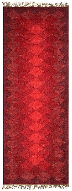 Runner from Mirzapur with Self Weave in Shades of Red