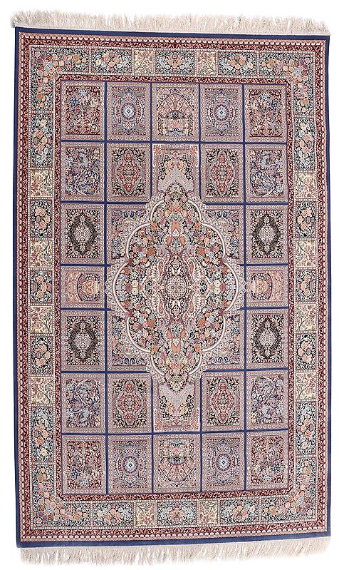 Creme Brulee Handloom Carpet from Bhadohi with Persian Design All-Over