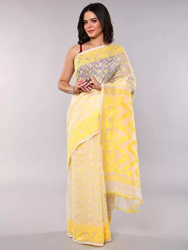 Lightweight Jamdani Cotton Saree with Intricate Woven Patterns