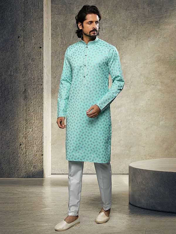 Designer Art Silk Kurta Pajama Straight Cut Ethnic Set for Men