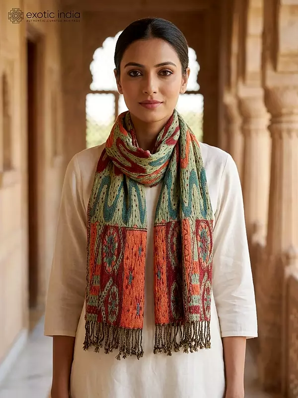 Artisanal Woven Stole with Tassel Trim