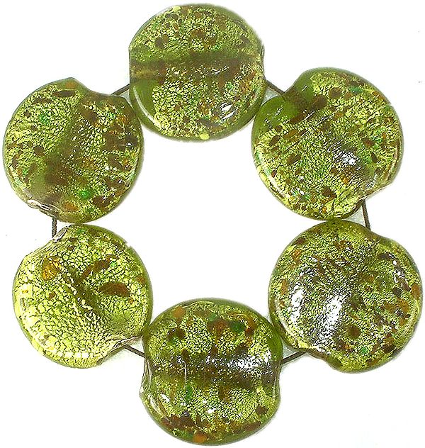Olive-Green Glass Bead Stretch Bracelet