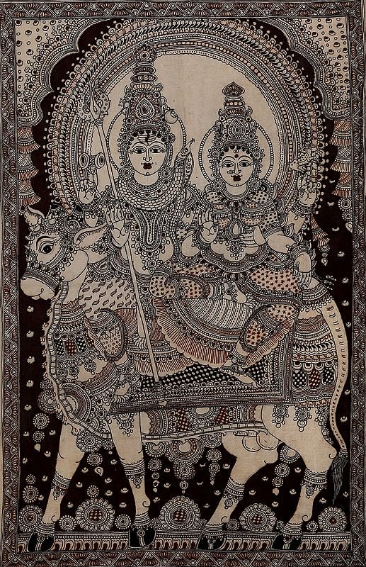 Shiva-Parvati On The Back Of A Beauteous Nandi