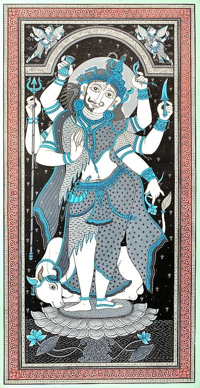 Nandi Nuzzling The Feet Of Ardhanarishvara