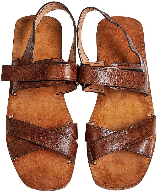 Brown Sandals for Men with Plain Straps