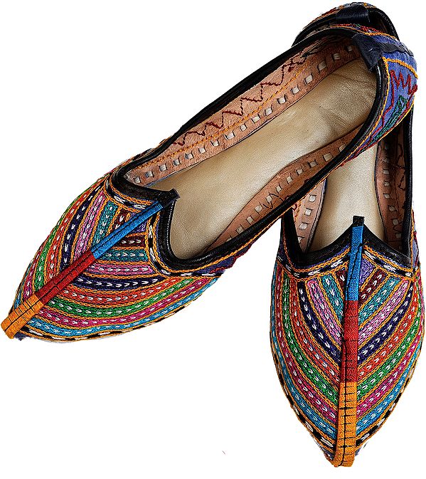 Royal-Blue Embroidered Jooties from Jodhpur