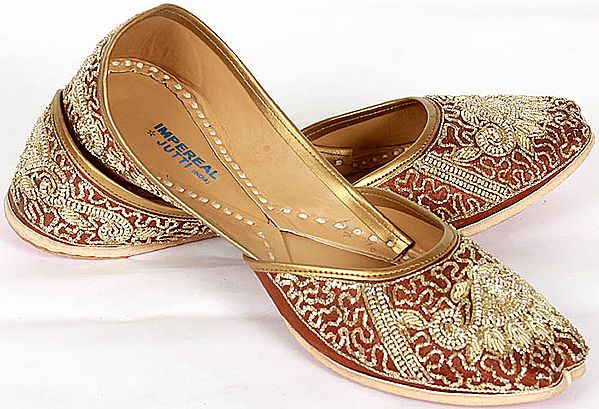 Brown Fancy Jootis from Ajmer with Beadwork by Hand