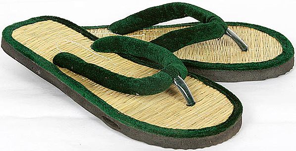 Osho Chappals with Green Velvet
