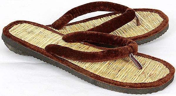 Osho Chappals with Brown Velvet