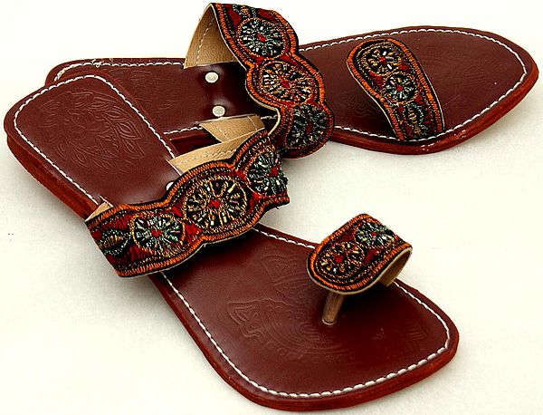 Multi-color Hand-Embroidered Sandals